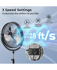 Mecale 20 Inches High Velocity Pedestal Fan with 3 Speeds and Adjustable Height