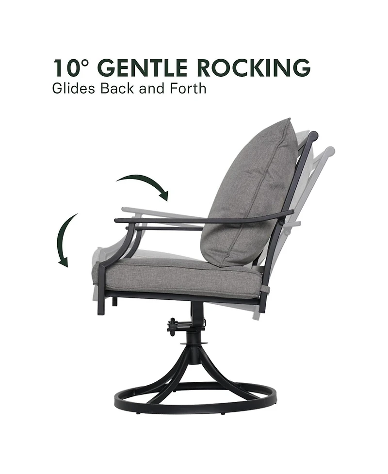 Mondawe Outdoor Lounge Chair,Rust Proof Steel Frame W/ Armrests And Upholstered 360°Swivel Chair