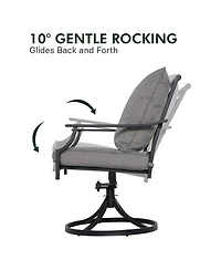 Mondawe Outdoor Lounge Chair,Rust Proof Steel Frame W/ Armrests And Upholstered 360°Swivel Chair