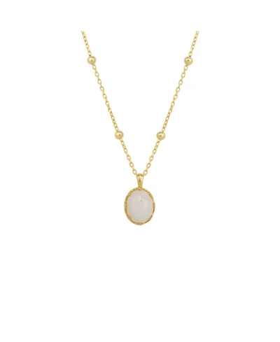 Spero London White Moonstone Sterling Silver Pendant Necklace With Beaded Chain
