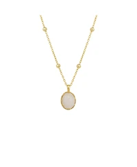 Spero London White Moonstone Sterling Silver Pendant Necklace With Beaded Chain