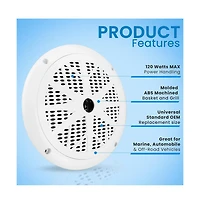 Pyle 120 Watts 6.5'' Dual Cone White Marine Speakers