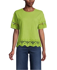 Lands' End Women's Short Sleeve Slub Jersey Cutwork T-Shirt