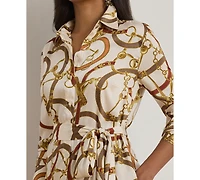 Lauren Ralph Women's Luxe Twill-Fayella Belting-Print Dress