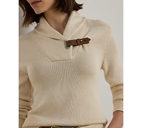 Lauren Ralph Women's Sabree Long Sleeve Buckle-Trim Sweater