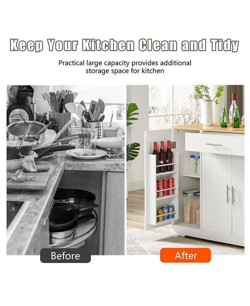 Streamdale Furniture Kitchen Island w/ Drawers & Trash Storage - White