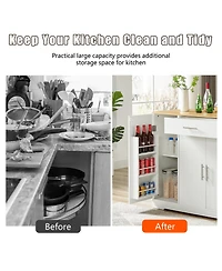 Streamdale Furniture Kitchen Island w/ Drawers & Trash Storage - White