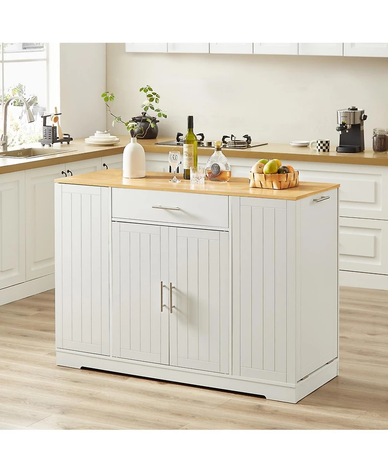 Streamdale Furniture Kitchen Island w/ Drawers & Trash Storage - White