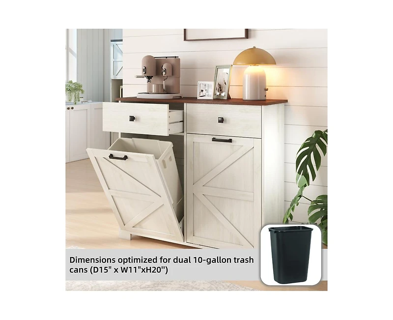 Casainc Kitchen Cabinet Double Tilt Out Trash for 20 Gallon Trash Cans with Drawer