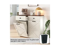 Casainc Kitchen Cabinet Double Tilt Out Trash for 20 Gallon Trash Cans with Drawer