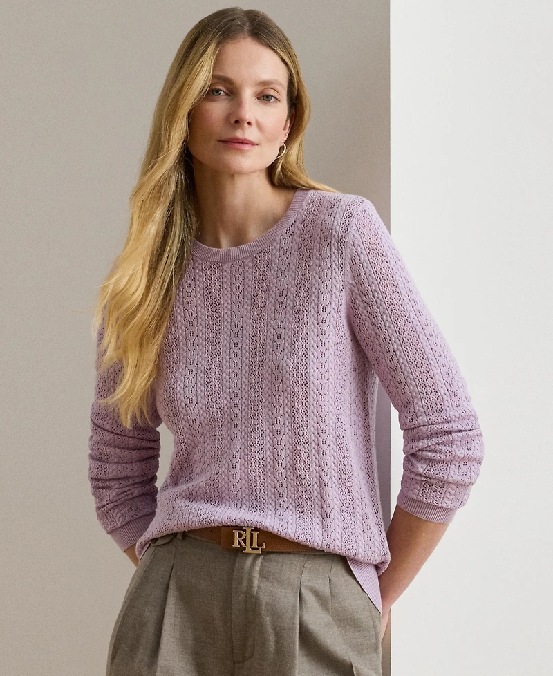 Lauren Ralph Lauren Women's Long Sleeves Pointelle-Knit Sweater