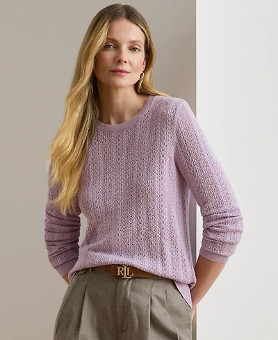 Lauren Ralph Lauren Women's Long Sleeves Pointelle-Knit Sweater