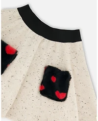 Deux par Girl Glittering French Terry Skirt Beige and Black