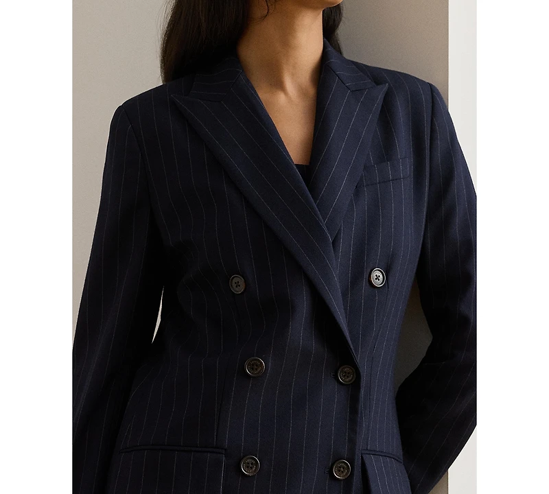 Lauren Ralph Women's Suiting-Ryen Double-Breasted Pinstripe Twill Blazer