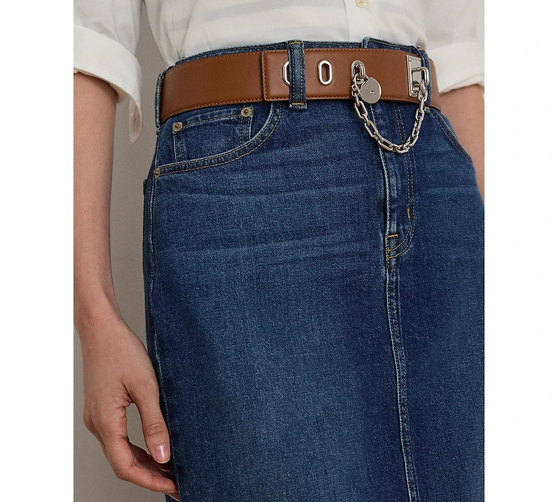Lauren Ralph Women's Denim-Mahlan Midi Skirt