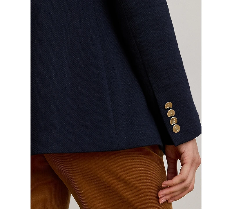 Lauren Ralph Women's Buckle-Trim Herringbone Jacquard Blazer
