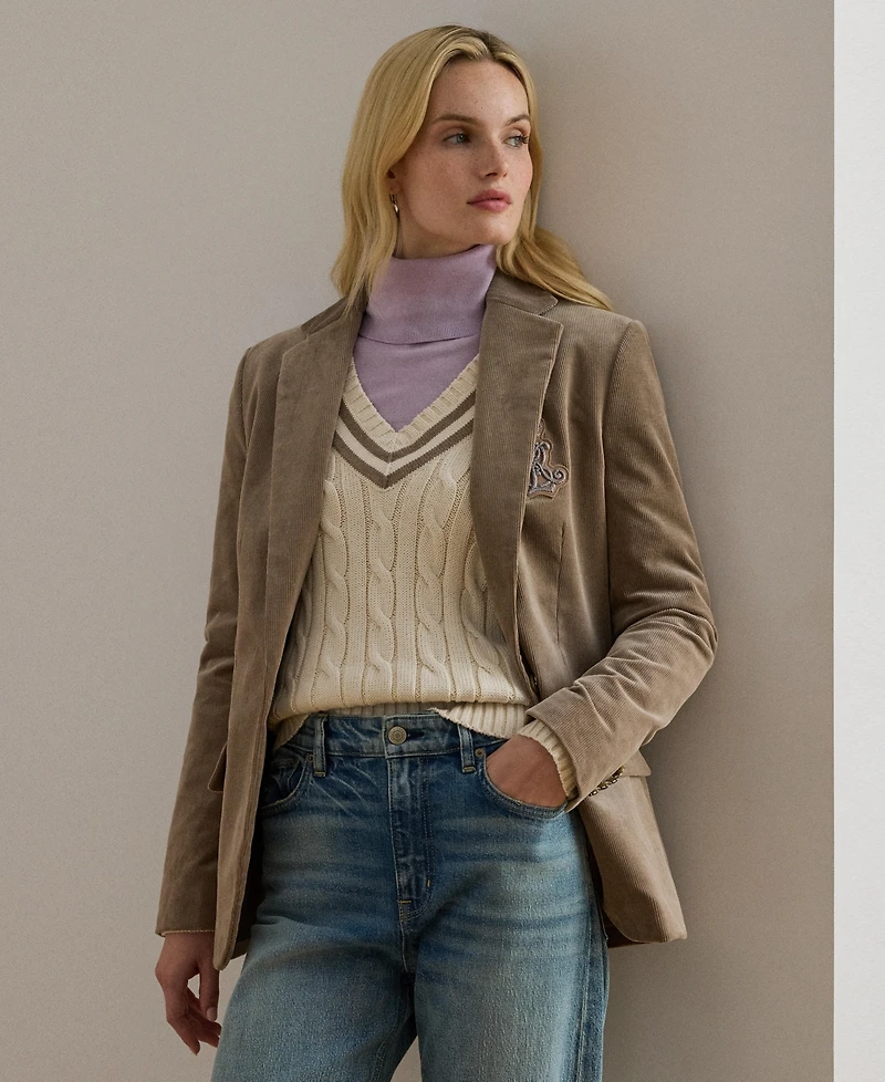 Lauren Ralph Women's Bullion Corduroy Long Sleeve Blazer