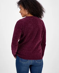 Style & Co Women's Chenille Crewneck Cable-Knit Sweater, Macy's Exclusive