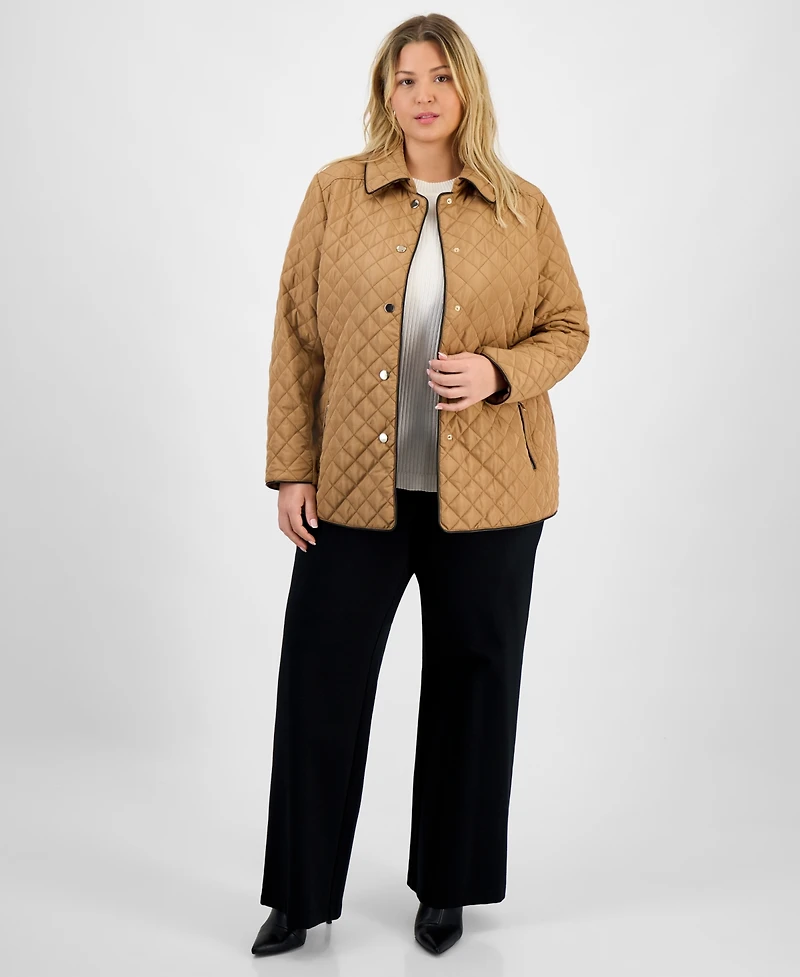 Jones New York Plus Quilted Snap-Front Jacket