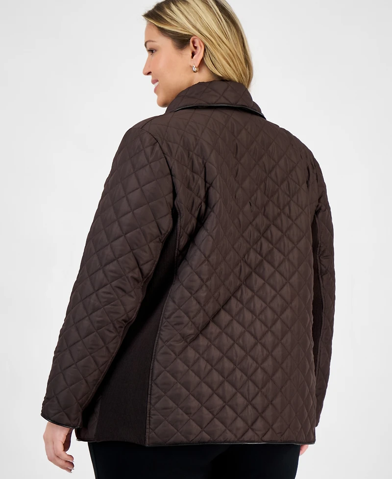 Jones New York Plus Quilted Snap-Front Jacket