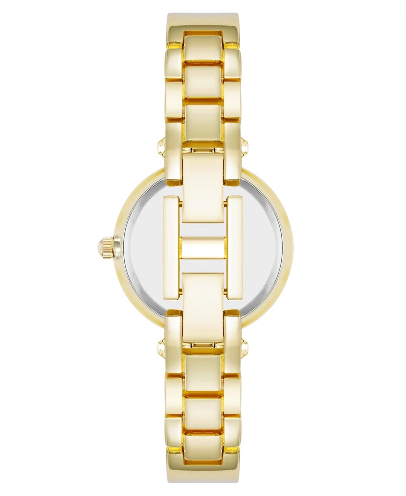 Anne Klein Women's Quartz Round Pink and Gold-Tone Metal Alloy Bangle Watch, 28mm