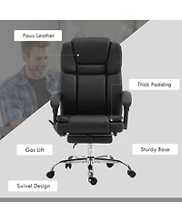 Vinsetto Massage Office Chair with Footrest, Pu Leather Desk Chair,