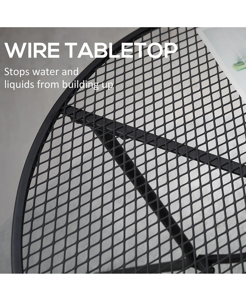 Outsunny 35" Round Outdoor Steel Dining Table w/ Wire Mesh Table Top