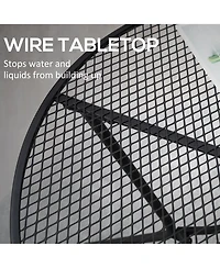 Outsunny 35" Round Outdoor Steel Dining Table w/ Wire Mesh Table Top