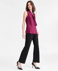 Kasper Women's Faux-Suede Mid-Rise Pull-On Straight Pants