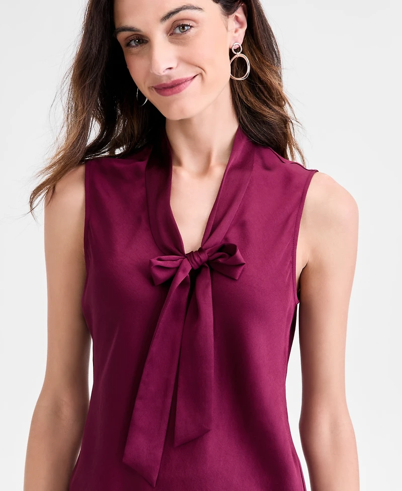 Kasper Tie-Neck Sleeveless Blouse, Regular & Petite