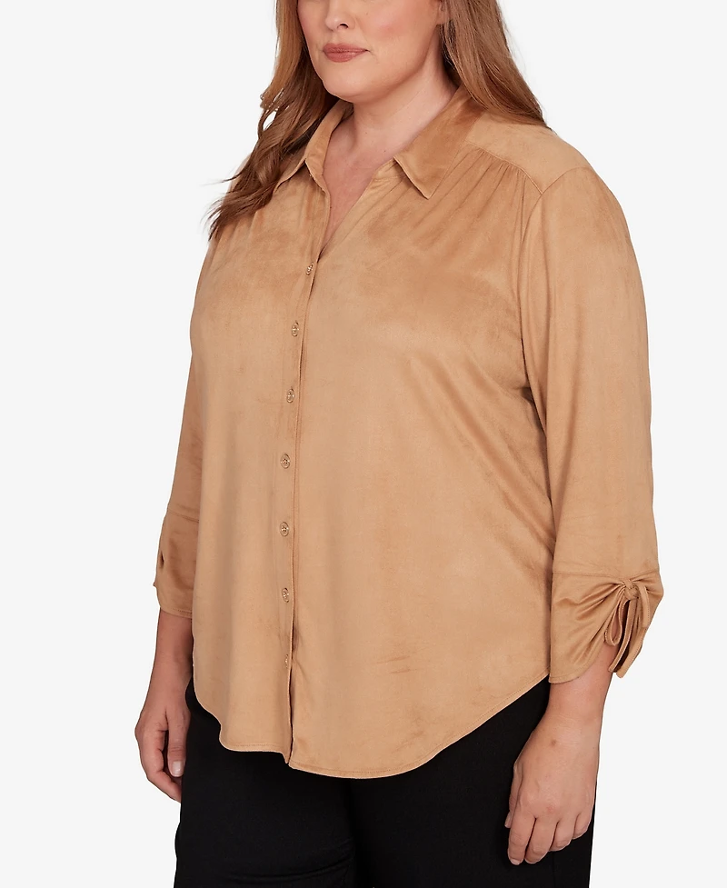 Alfred Dunner Plus Mount Laurel Button Front Top
