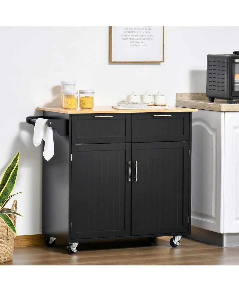 Halifax North America Black Kitchen Trolley: Modern Rolling Cart with Adjustable Shelving