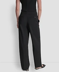 Dkny Women's High Waist Wide Leg Trousers
