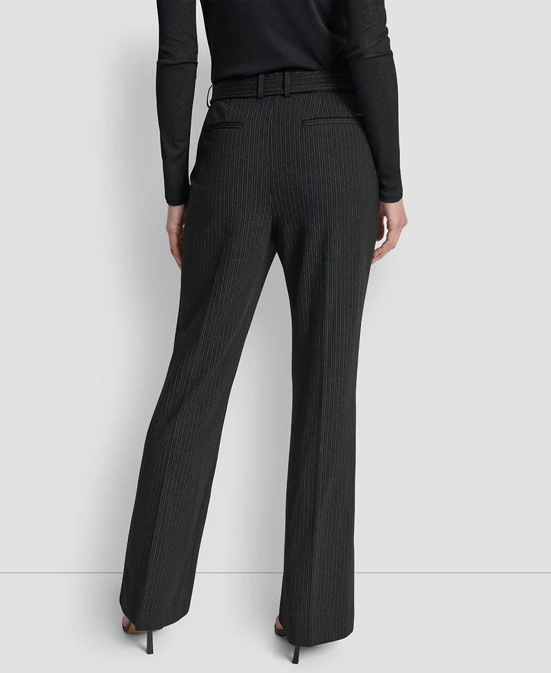 Dkny Women's Elizabeth Stripe Pintuck Mid-Rise Flare Trousers
