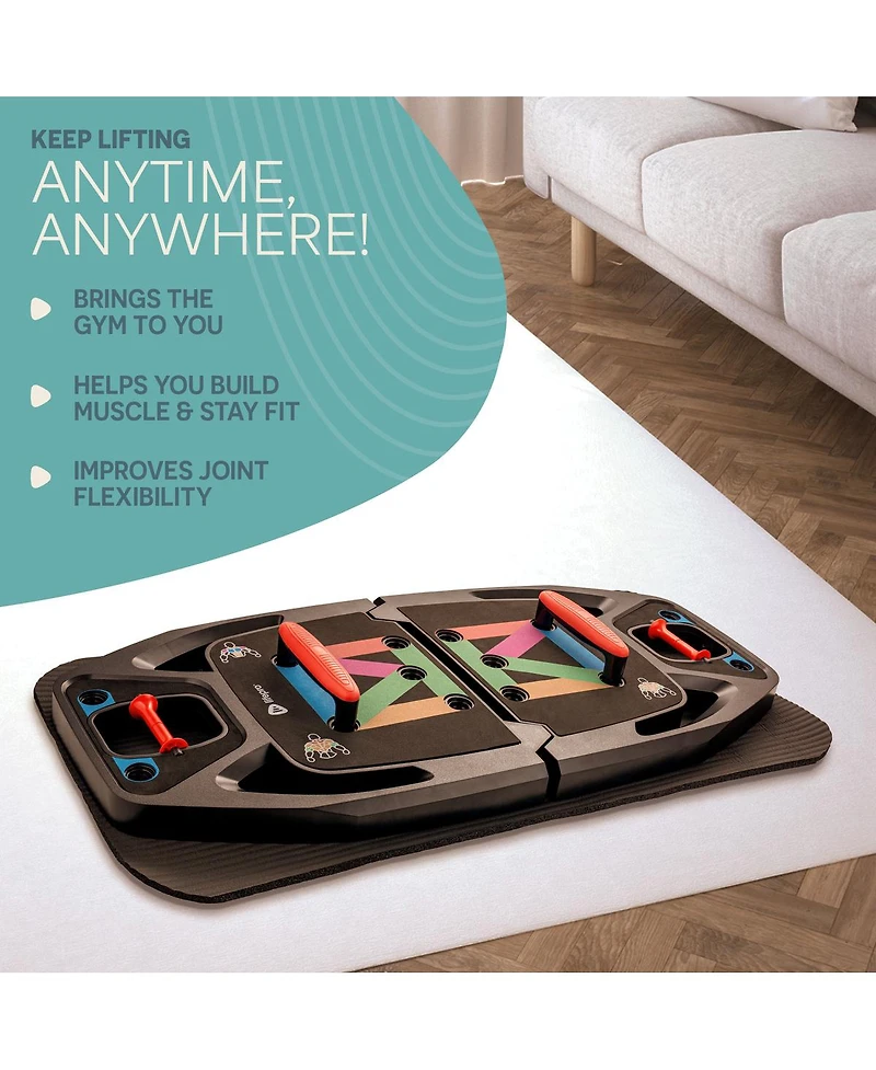 Lifepro Portable Home Gym Push-Up Board with Resistance Bands – Full Body Workout Kit for Strength Training at Home