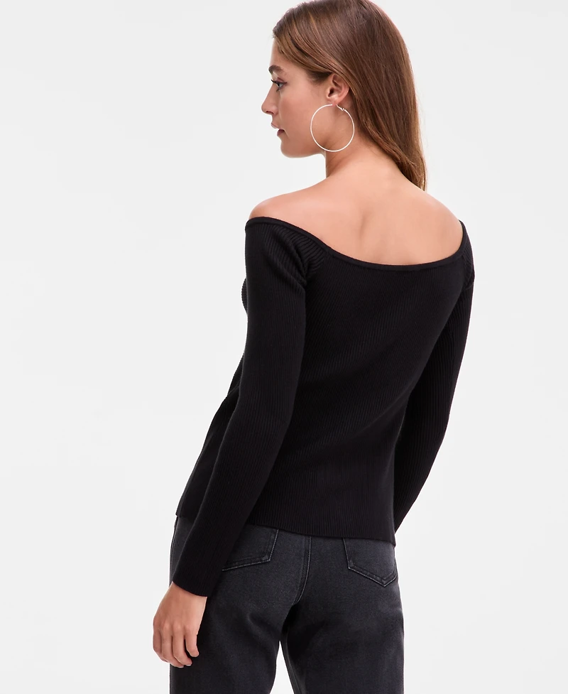 Bar Iii Women's Twist-Front Ribbed Knit Sweater, Macy's Exclusive
