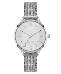 Nine West Women's Quartz Capital Silver-Tone Stainless Steel Mesh Watch, 34mm