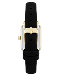 Nine West Women's Quartz Everyday Black Leather and Gold-Tone Watch, 25mm