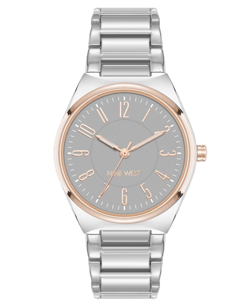 Anne Klein Women's Quartz Easy-to-Read Gray and Two-Tone Metal Alloy Watch, 34mm