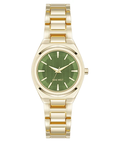 Anne Klein Women's Quartz Minimalist Olive and Gold-Tone Metal Alloy Watch, 30mm