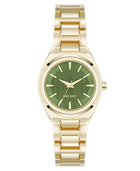 Anne Klein Women's Quartz Minimalist Olive and Gold-Tone Metal Alloy Watch, 30mm