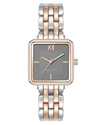 Anne Klein Women's Quartz Square Gray and Two-Tone Metal Alloy Watch, 29mm