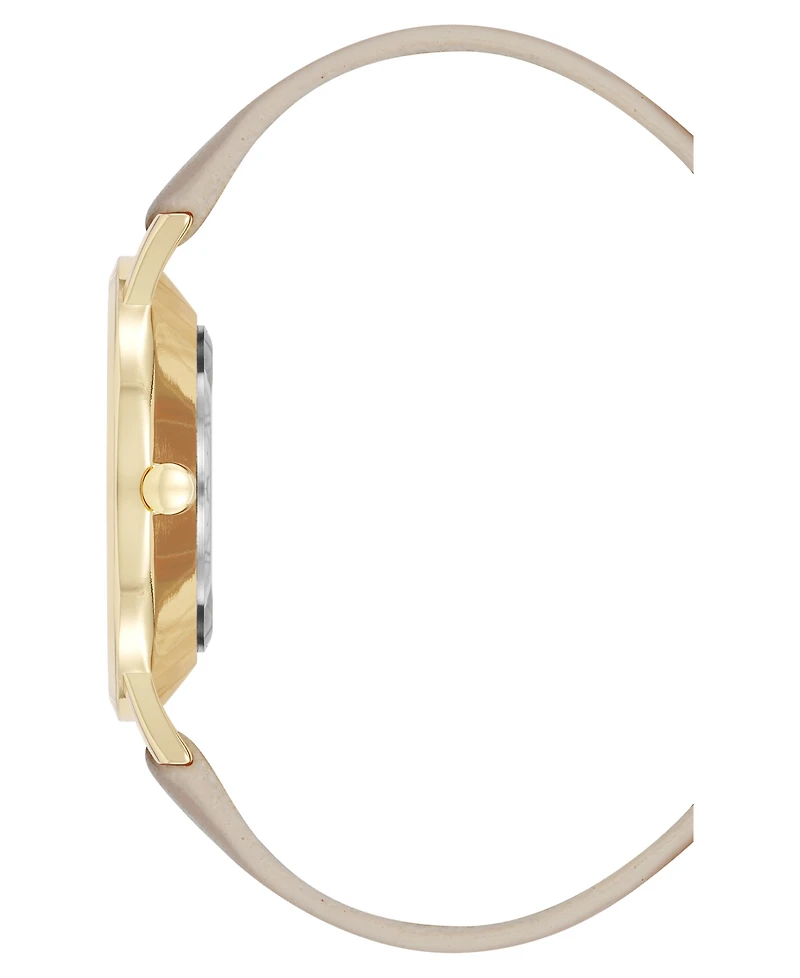 Nine West Women's Quartz Signature Ivory Leather and Gold-Tone Watch, 34mm