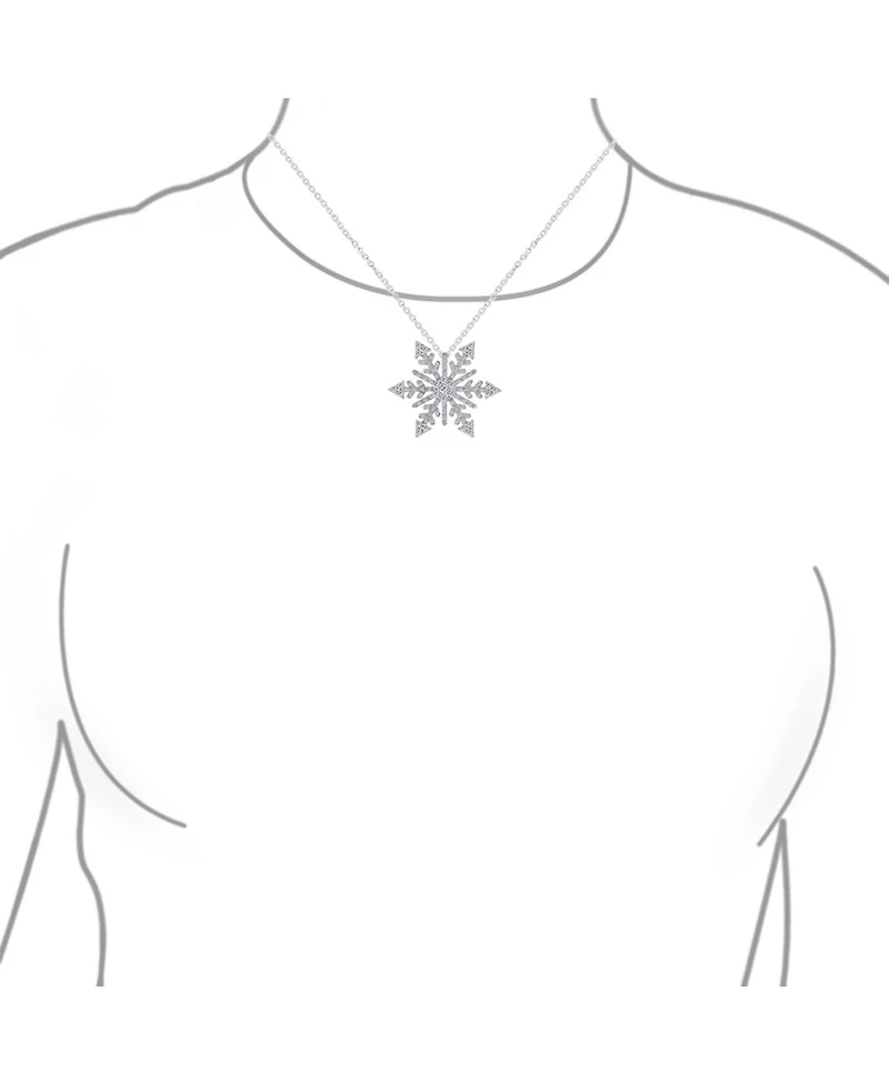 Bling Jewelry Winter Holiday Party Christmas Dangle Snowflake Pendant Necklace Rhodium Plated