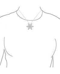 Bling Jewelry Winter Holiday Party Christmas Dangle Snowflake Pendant Necklace Rhodium Plated