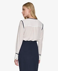 Tommy Hilfiger Women's Long Sleeve Tipped Top