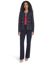 Tommy Hilfiger Women's Windowpane Open Front Band Jacket