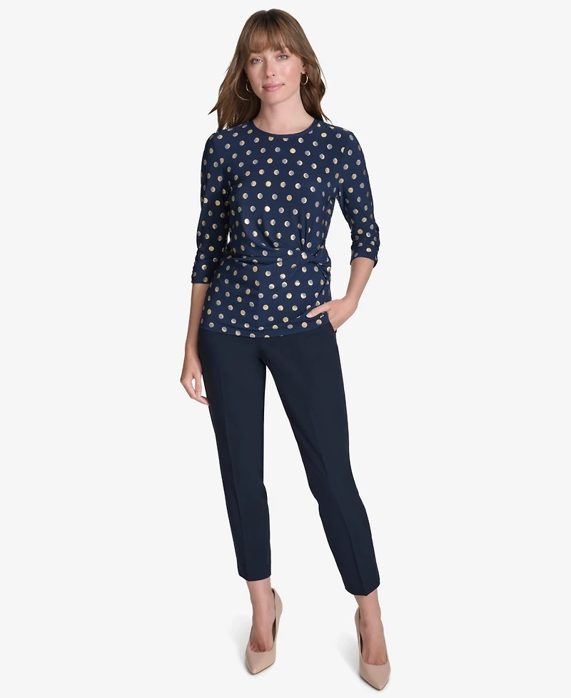 Tommy Hilfiger Women's Crew Neck Moondance Dot Top