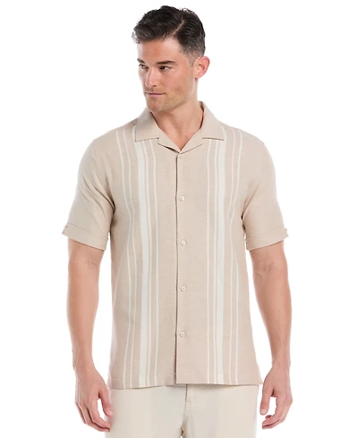 Cubavera Men's Yarndye Panels Dobby Short Sleeve Button Down Shirt