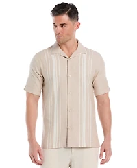 Cubavera Men's Yarndye Panels Dobby Short Sleeve Button Down Shirt